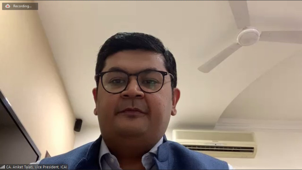 CA Aniket Sunil Talati, Vice President, ICAI, addressing the audience virtually at International Conference on 26th March 2022 jointly by IIIPI & IBBI.